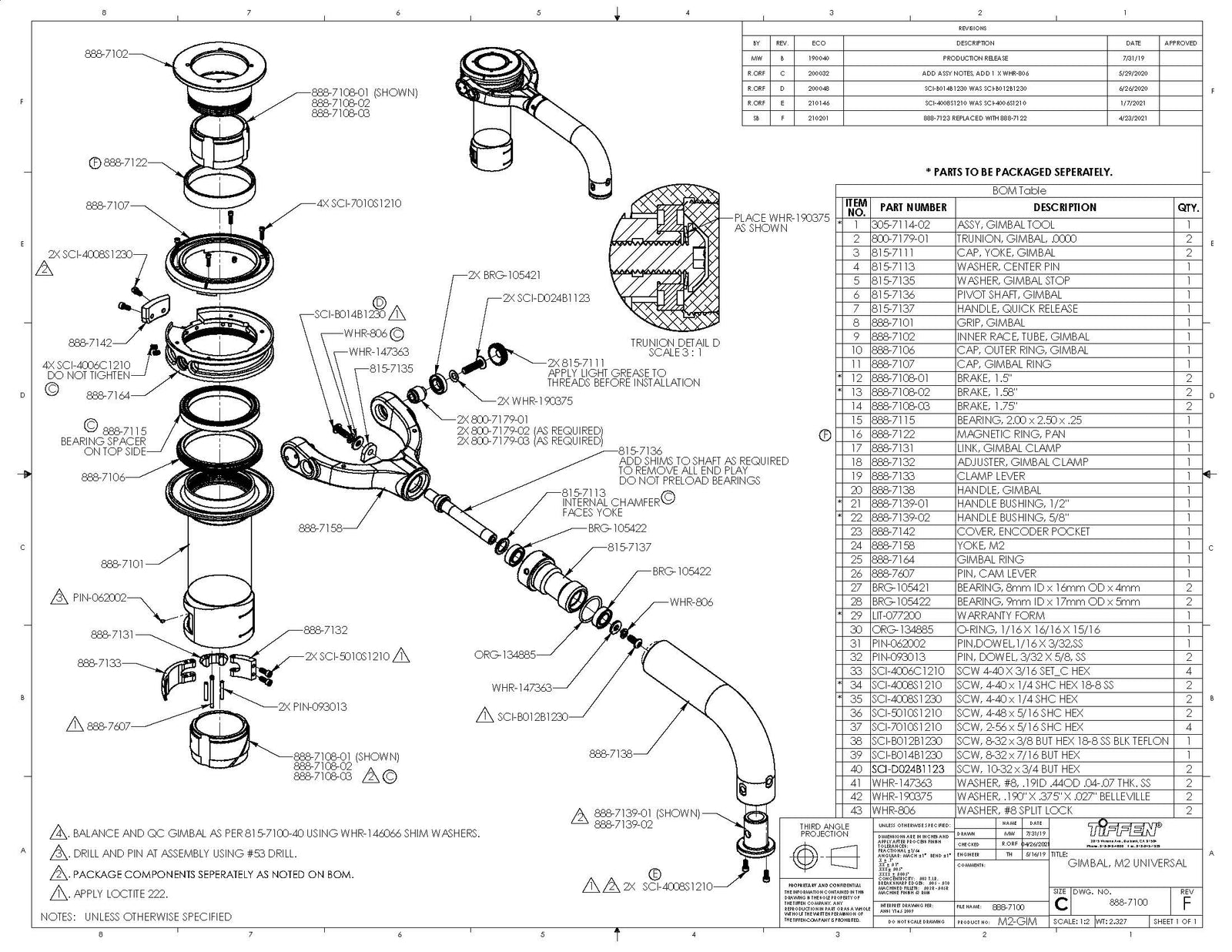 M-SERIES GIMBAL HANDLE INSERT SCREWS